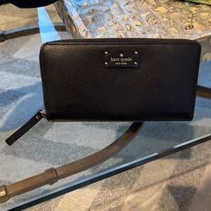 Kate Spade Wallet- pebbled black leather bag
